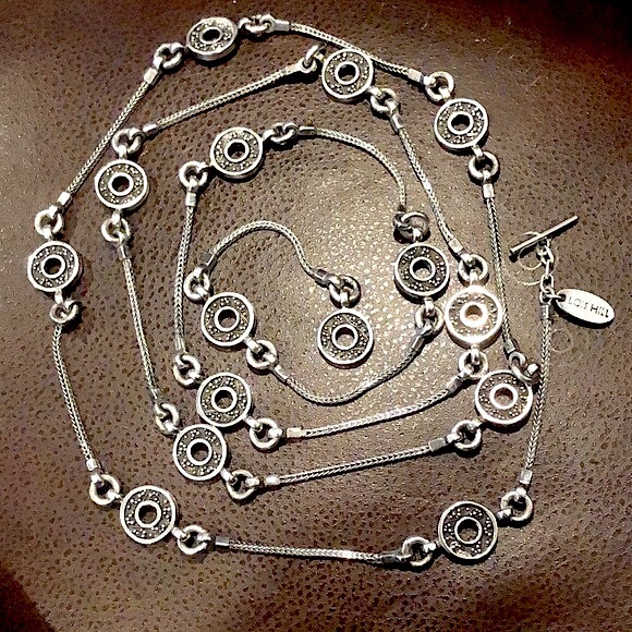 LOIS HILL Sterling Silver Granulated Station Byzantine Necklace Toggle Clasp - Picture 13 of 17